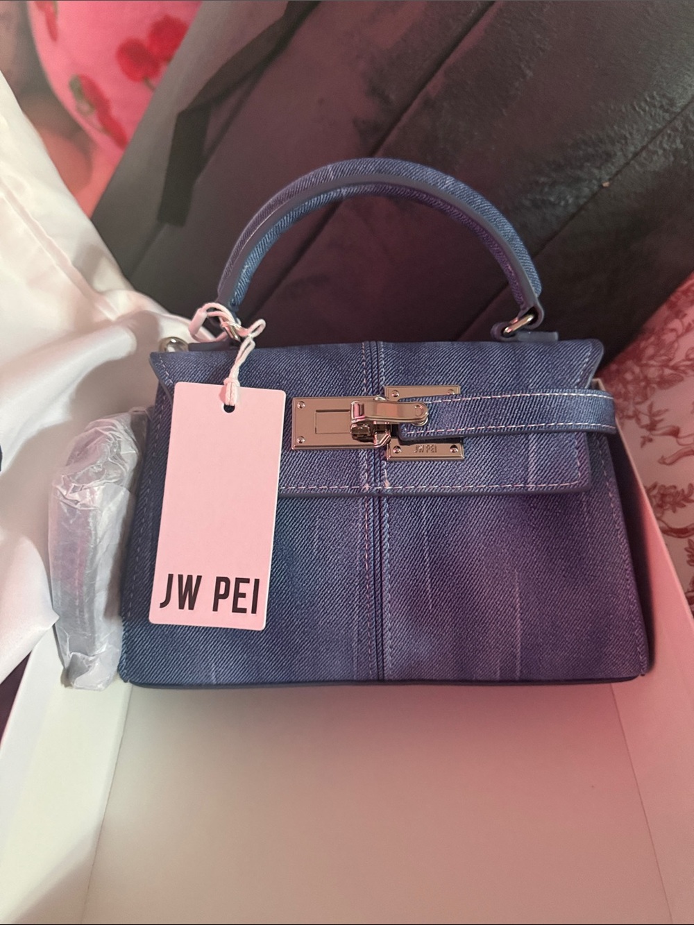 JW PEI Denim Blue Mini Top-Handle Satchel